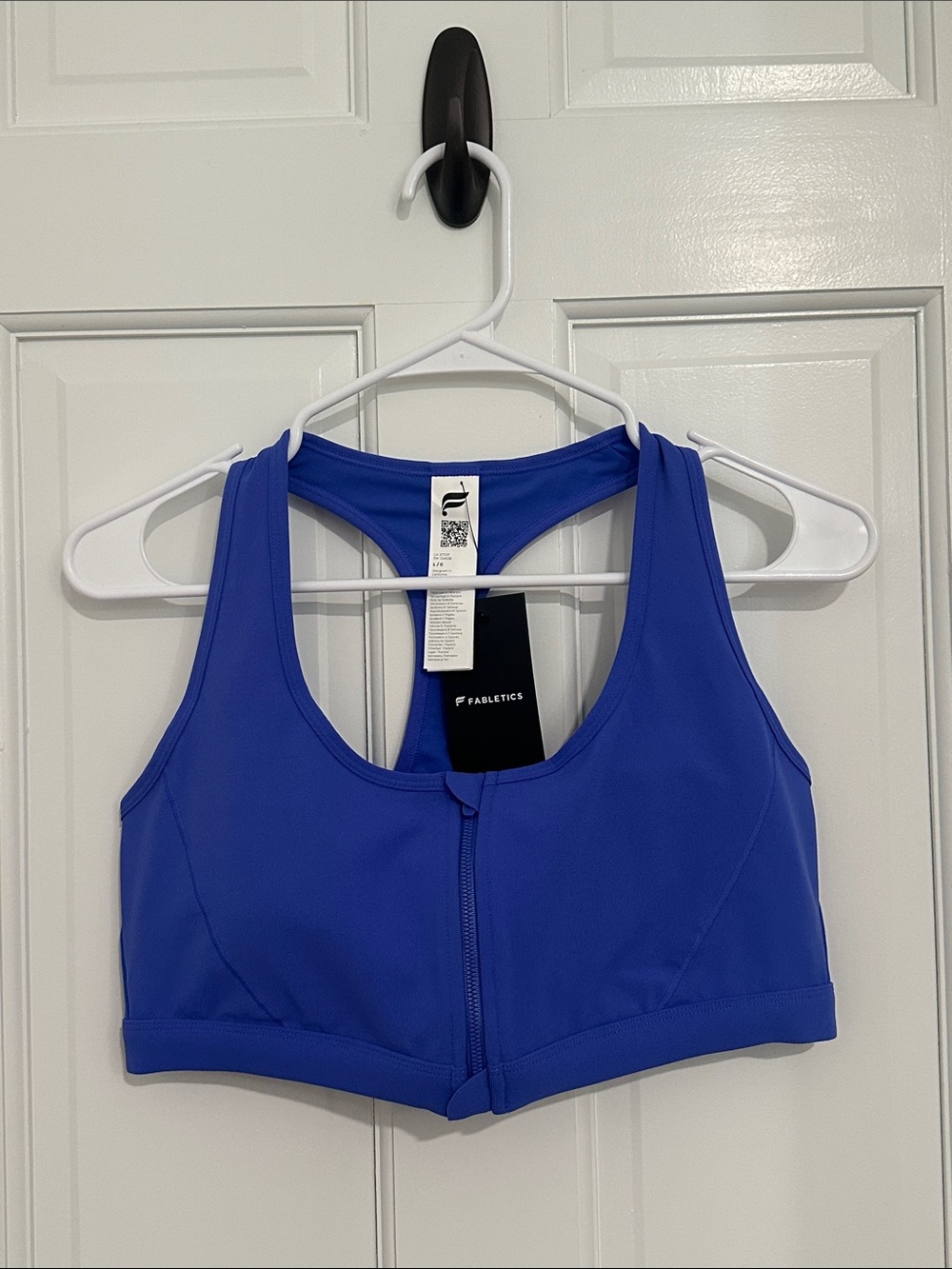 Fabletics Front-Zip Medium Impact Sports Bra - Sapphire Sky